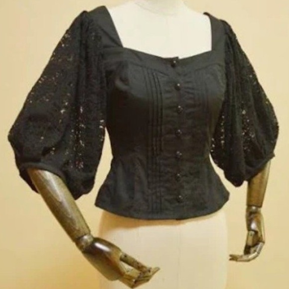 Victorian Choice Tops - Goth Victorian Black Blouse